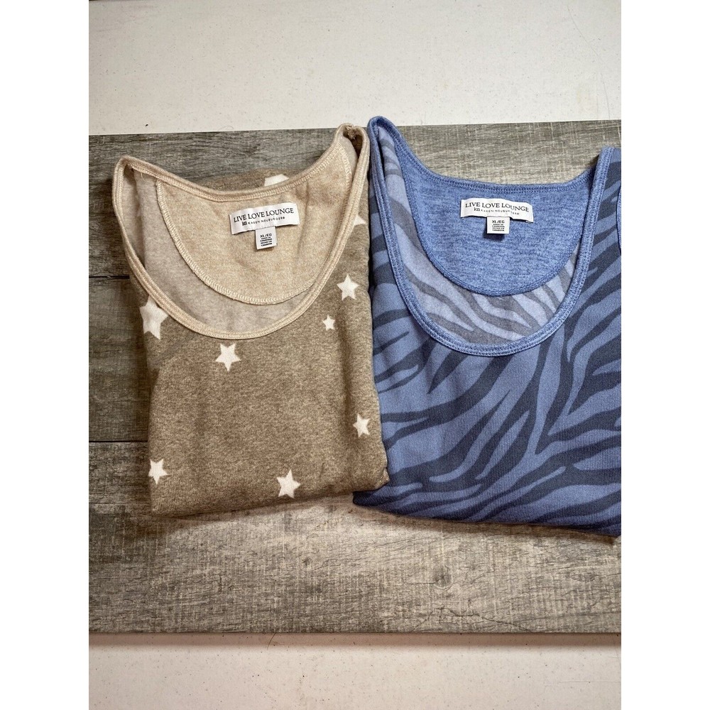 Karen Neuburger Live Love Lounge Lot Of 2 Pajama Tops Stars & Blue Stripes XL